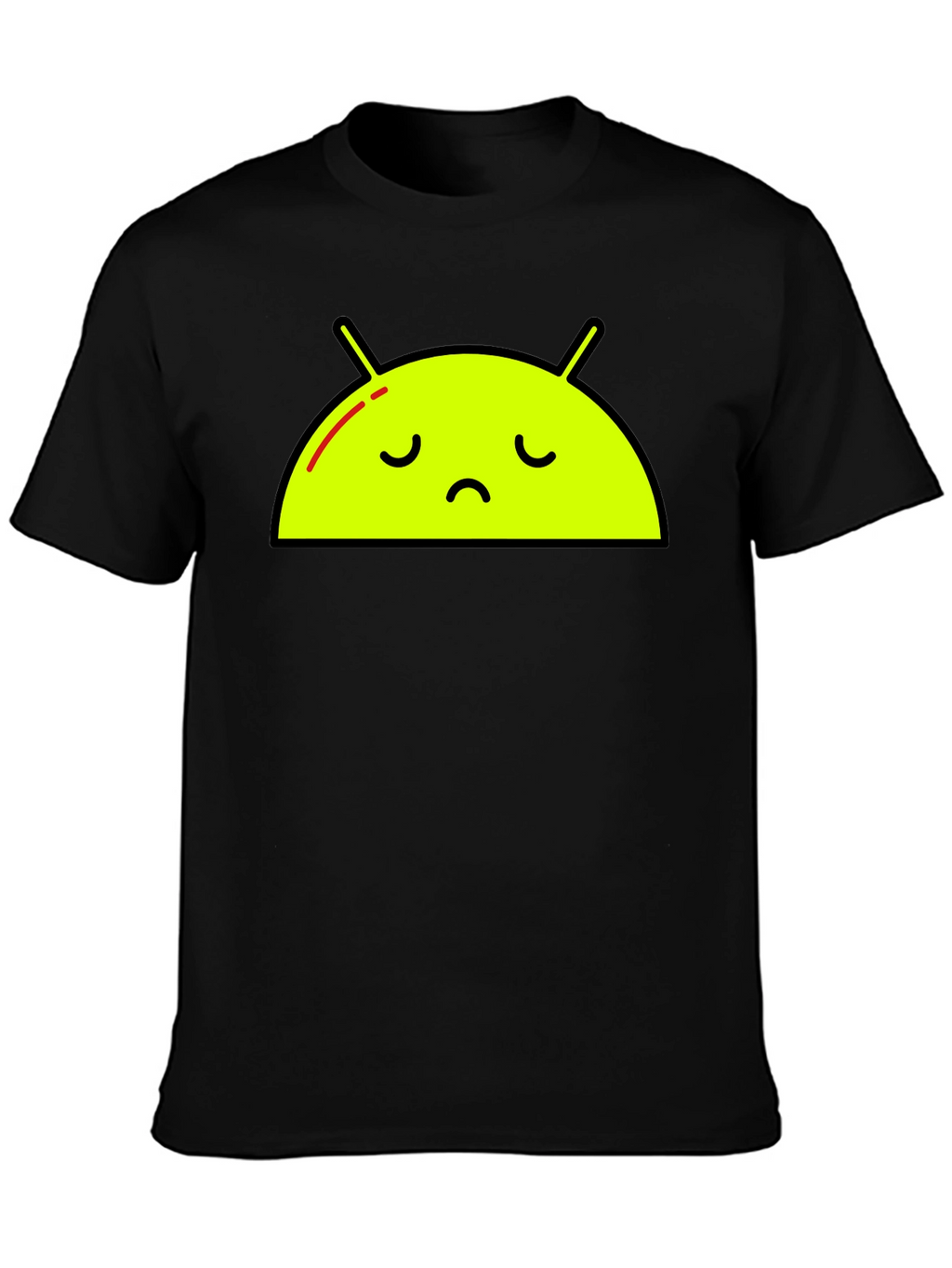 Sad Android Graphic Tee - Black Cotton T-Shirt