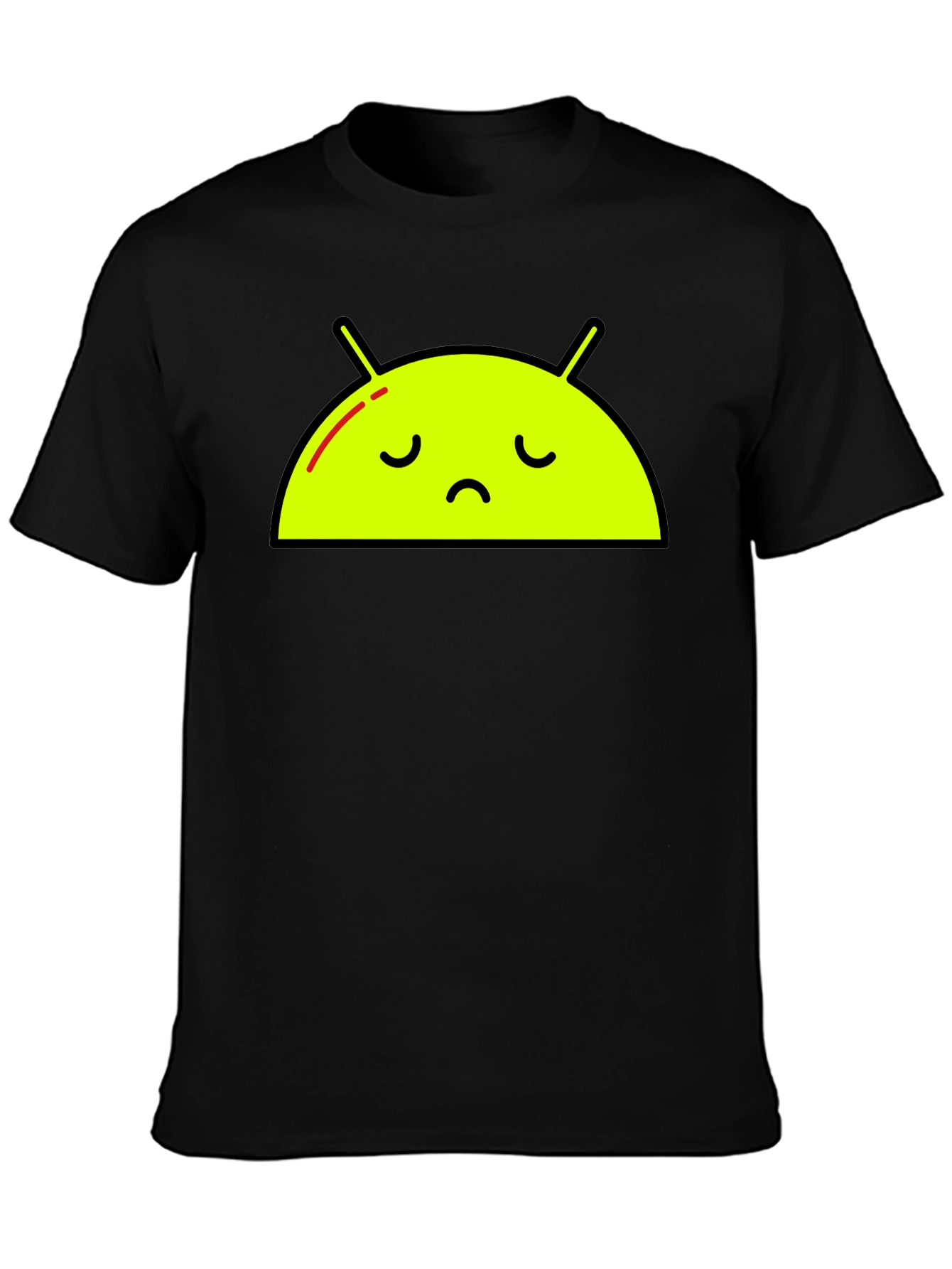 Sad Android Graphic Tee - Black Cotton T-Shirt