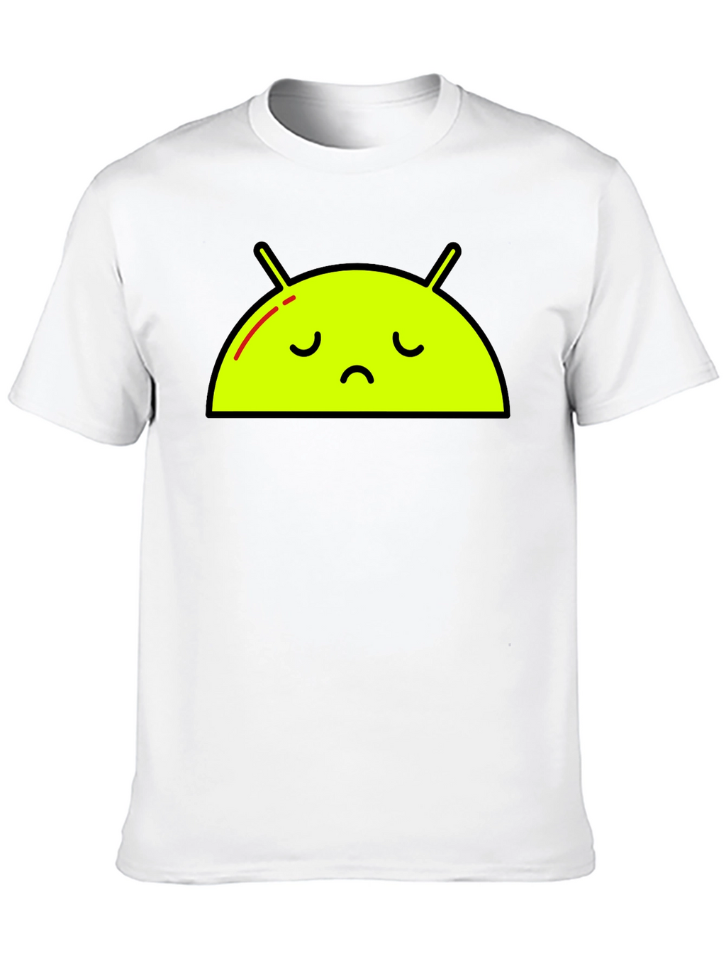 Sad Android Graphic Tee - Black Cotton T-Shirt