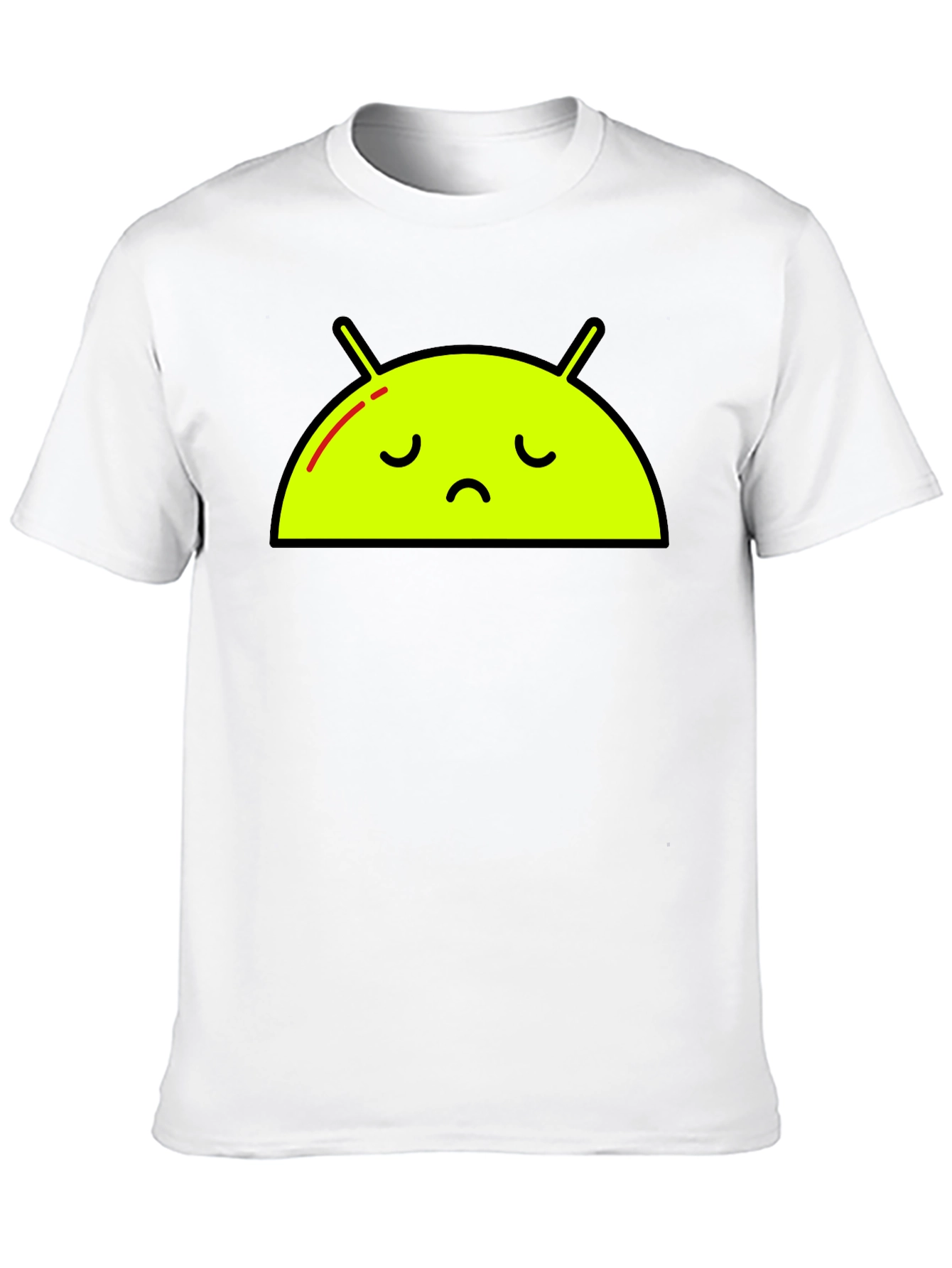 Sad Android Graphic Tee - Black Cotton T-Shirt