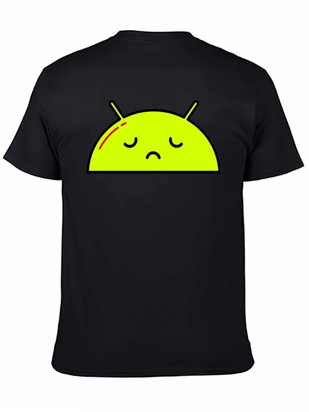 Sad Android Graphic Tee - Black Cotton T-Shirt