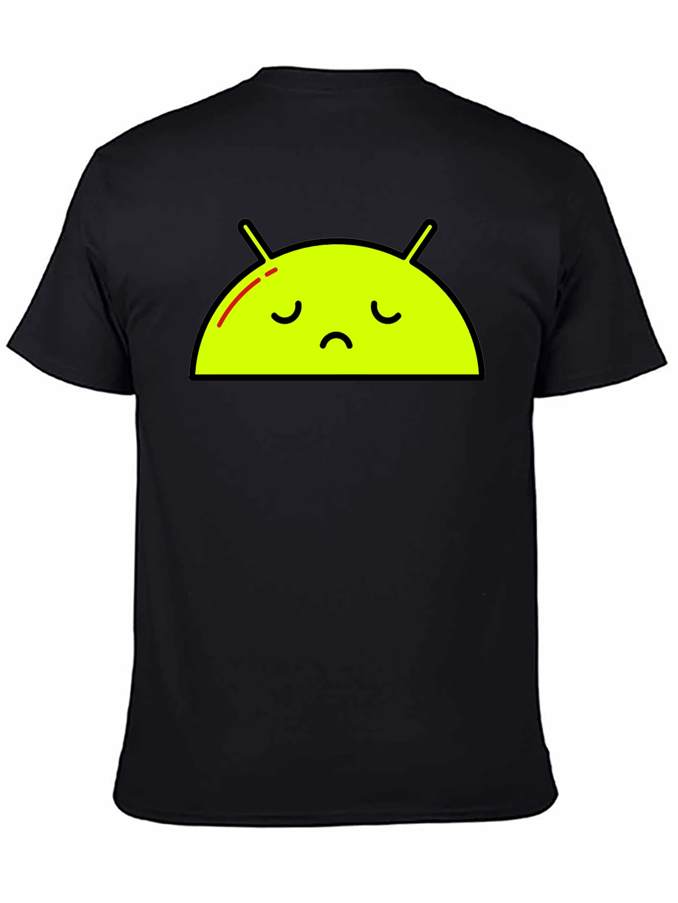Sad Android Graphic Tee - Black Cotton T-Shirt
