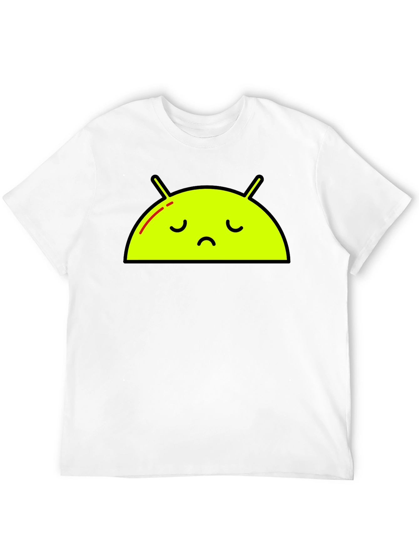 Sad Android Graphic Tee - Black Cotton T-Shirt