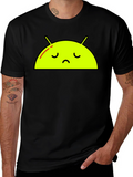 Sad Android Graphic Tee - Black Cotton T-Shirt