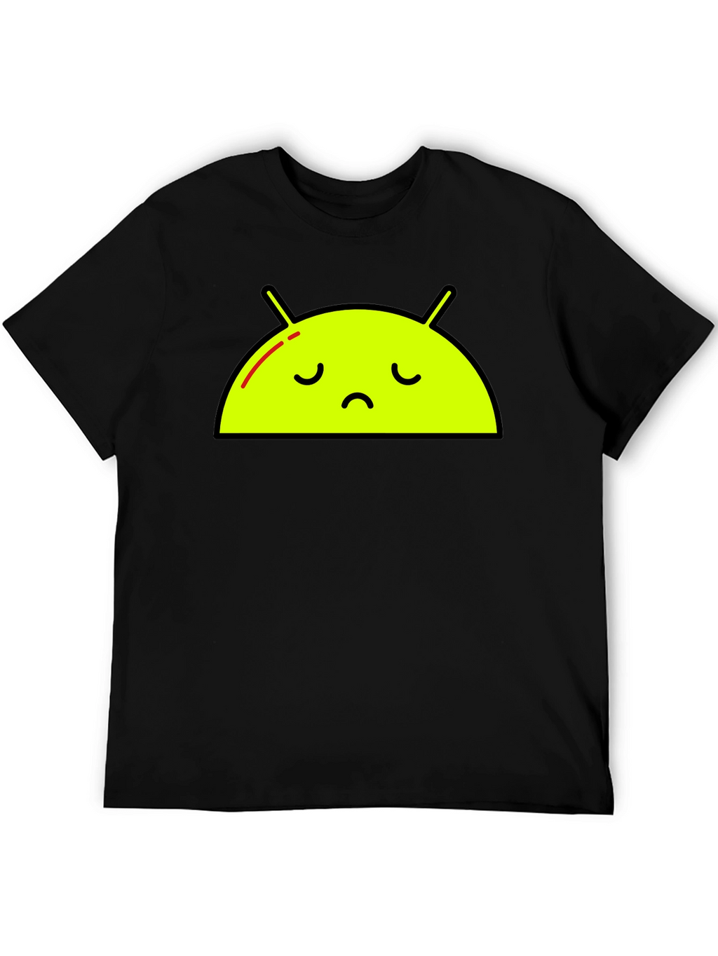 Sad Android Graphic Tee - Black Cotton T-Shirt