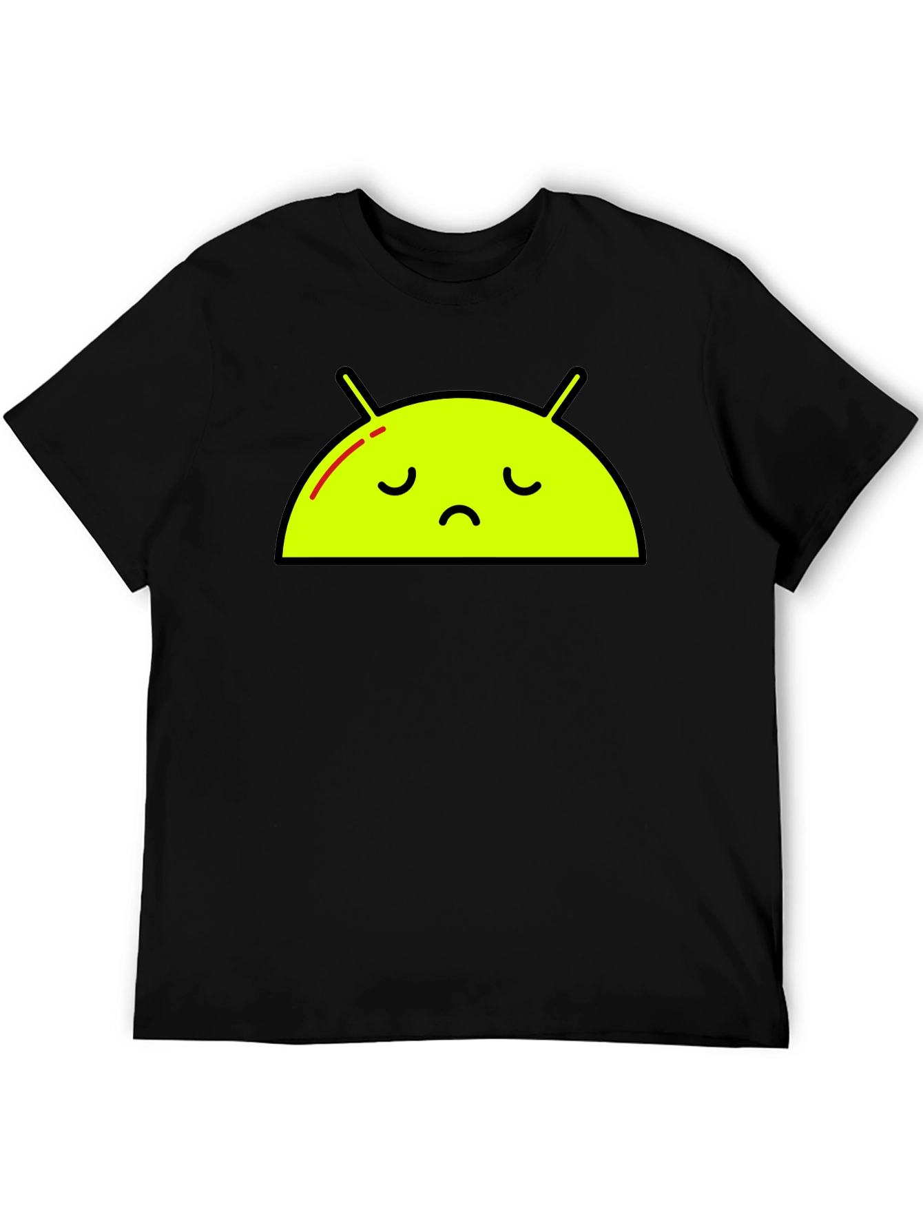 Sad Android Graphic Tee - Black Cotton T-Shirt