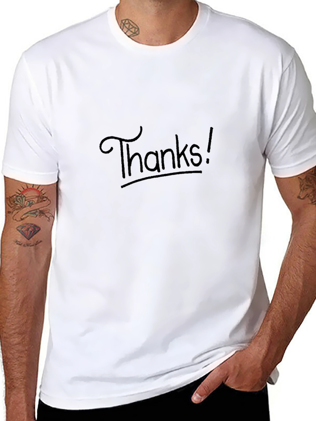 Black Thanks! Graphic Tee - Casual Style