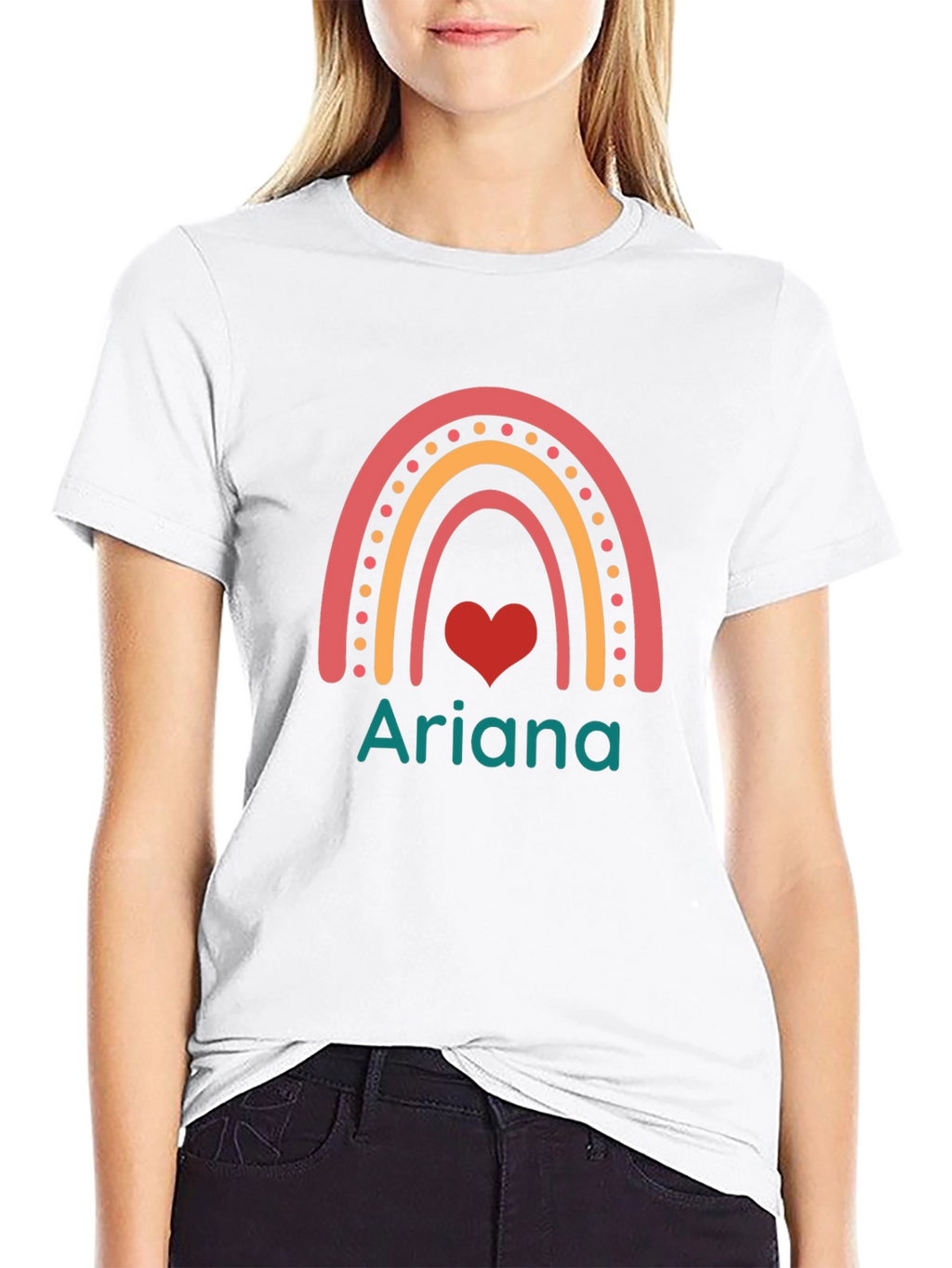 Rainbow Heart Ariana Custom T-Shirt - Black