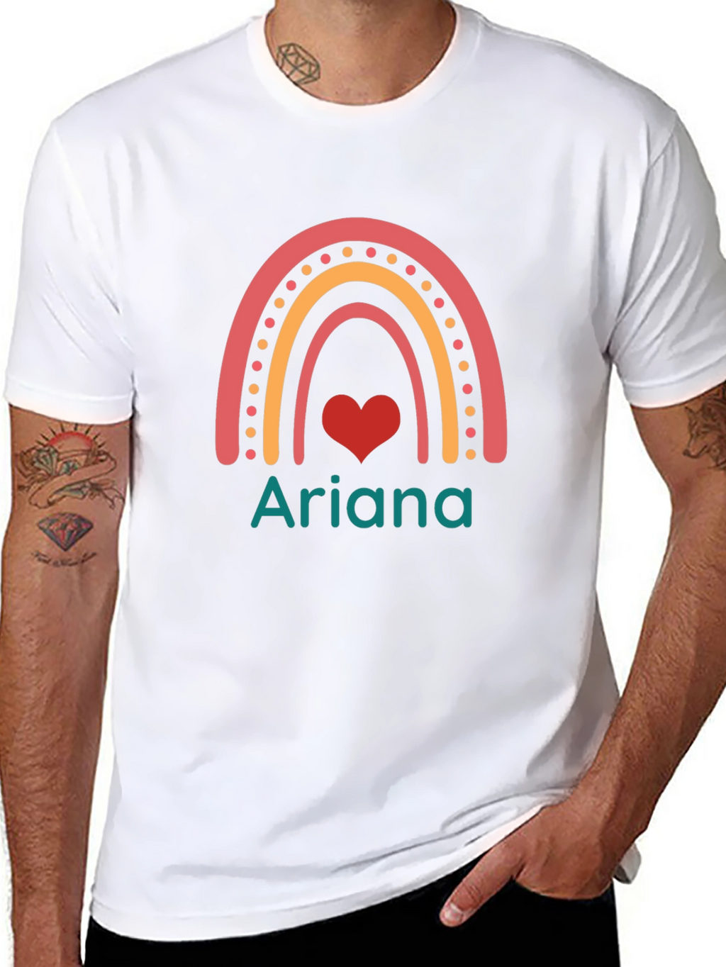 Rainbow Heart Ariana Custom T-Shirt - Black