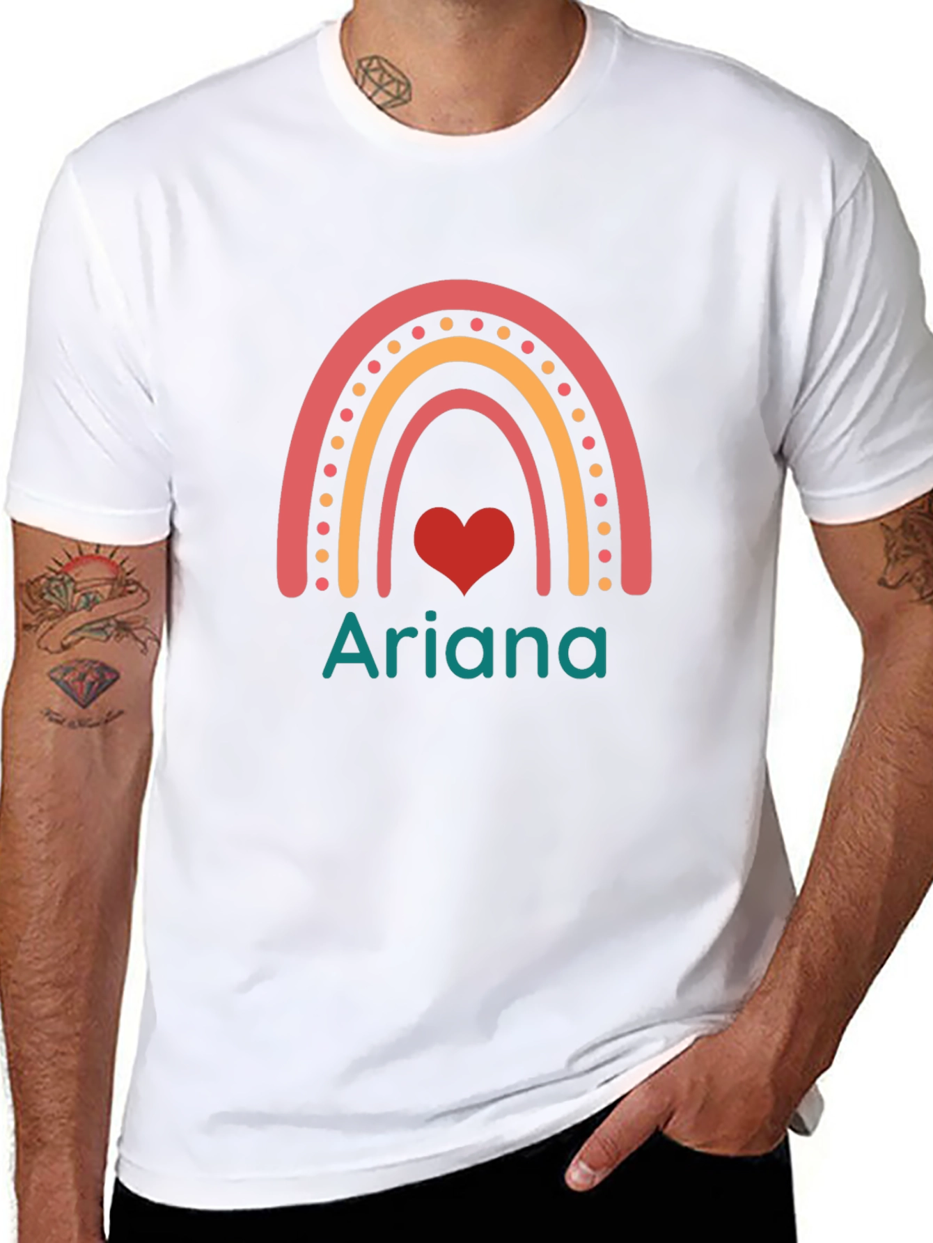Rainbow Heart Ariana Custom T-Shirt - Black
