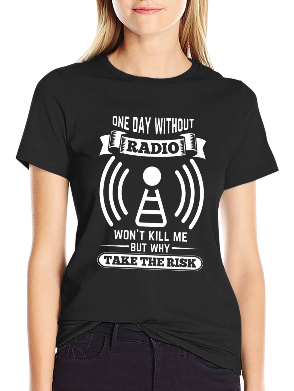 Funny Radio Lover Graphic Tee - Take the Risk!