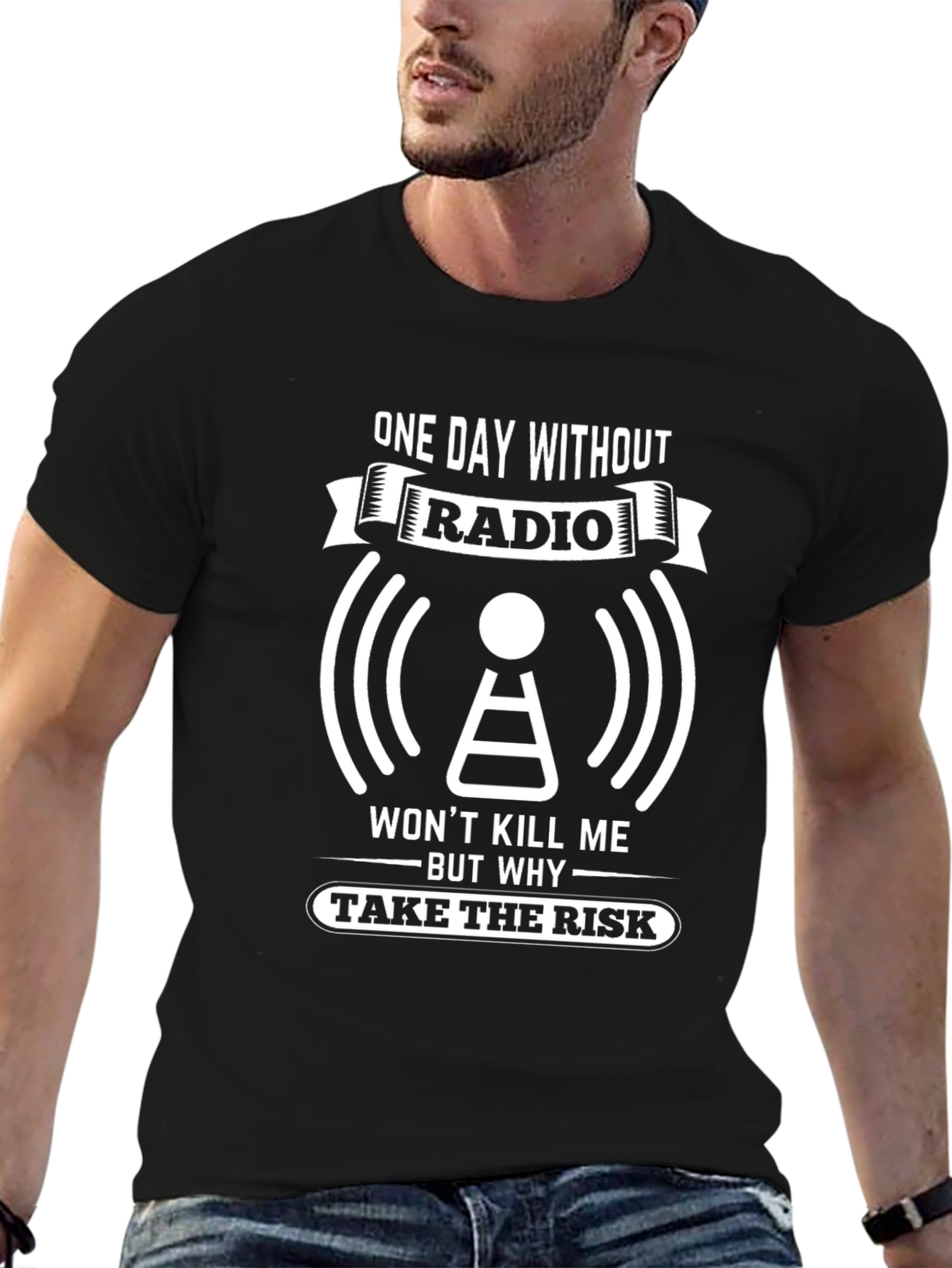 Funny Radio Lover Graphic Tee - Take the Risk!