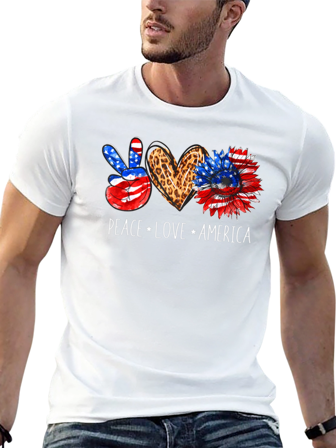 Peace Love America Patriotic Graphic Tee
