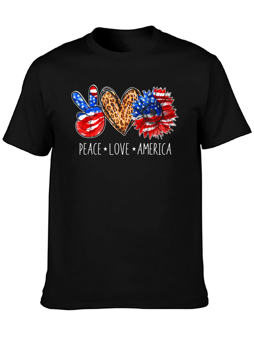 Peace Love America Patriotic Graphic Tee