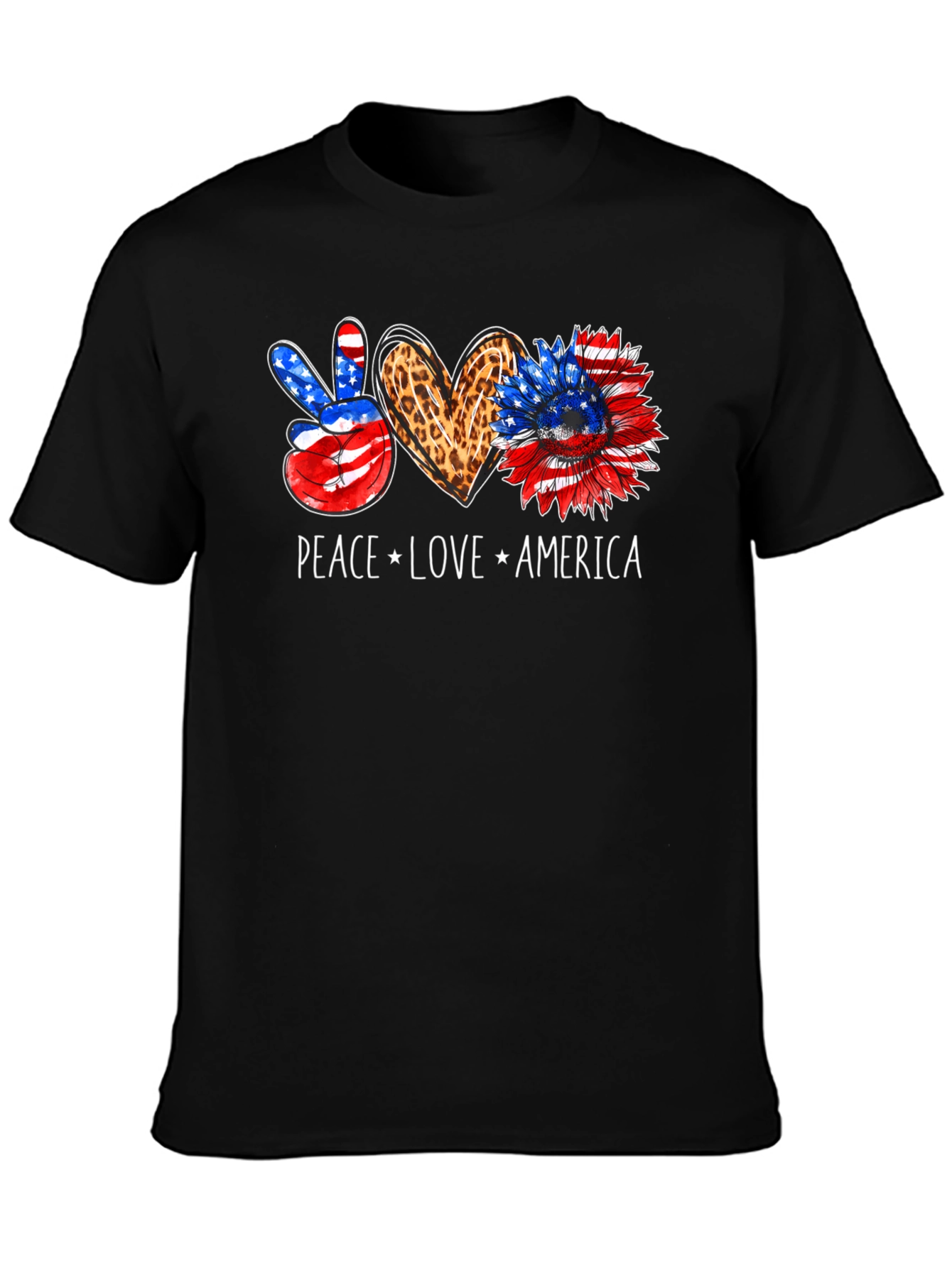 Peace Love America Patriotic Graphic Tee