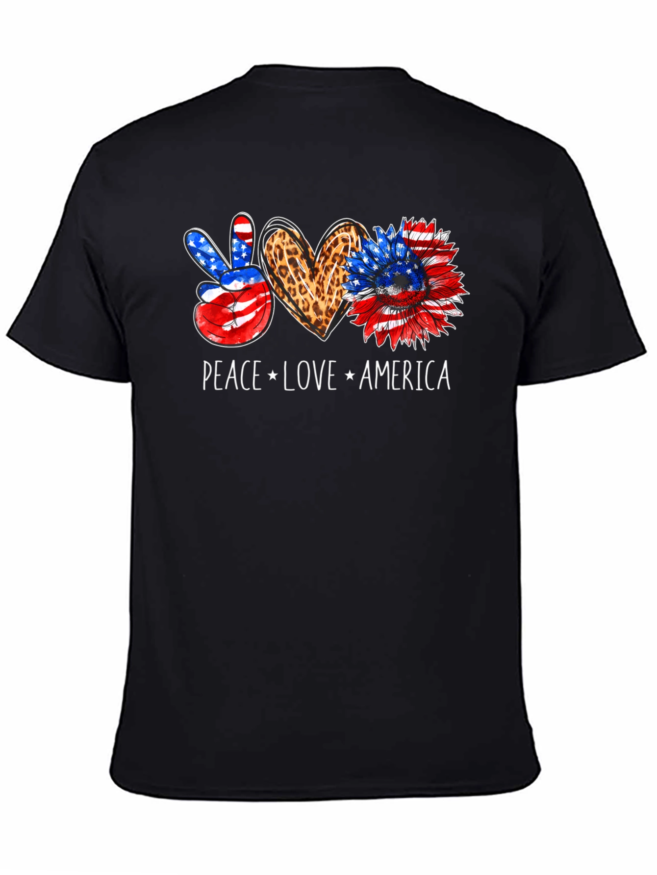 Peace Love America Patriotic Graphic Tee