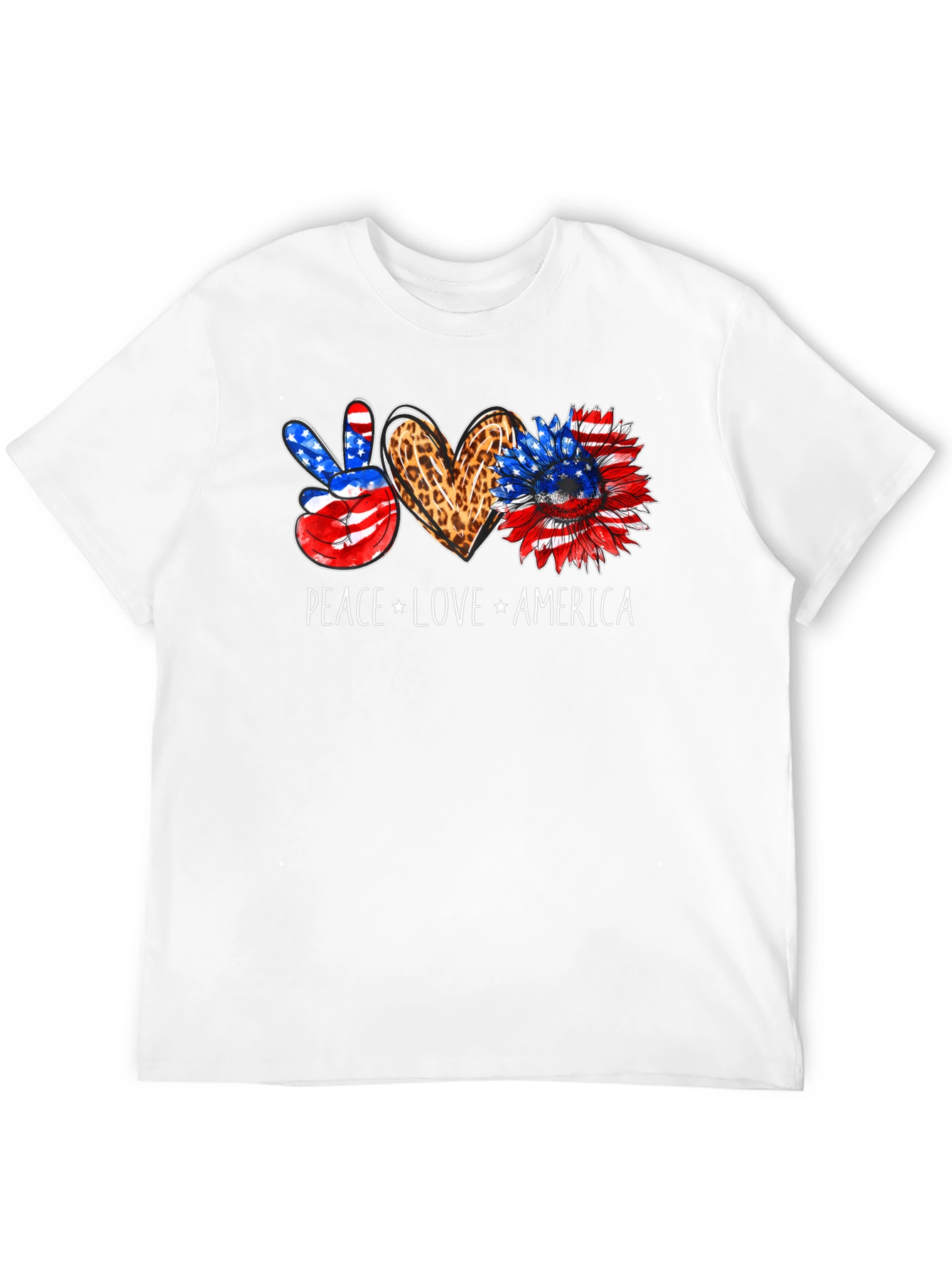Peace Love America Patriotic Graphic Tee