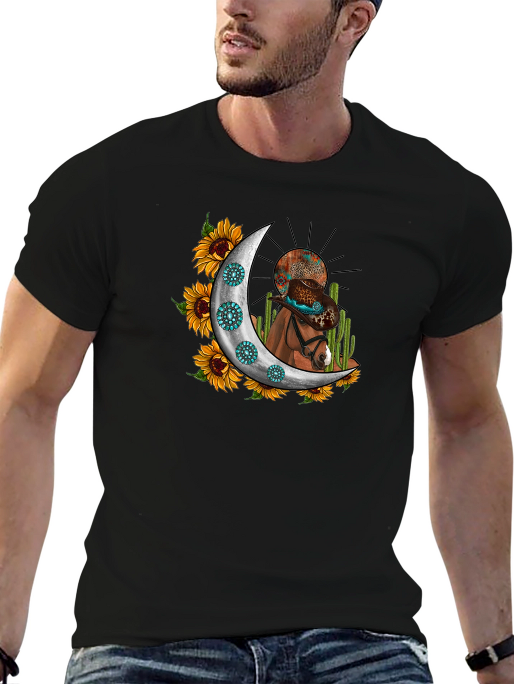 Cowboy Horse in Moon T-Shirt