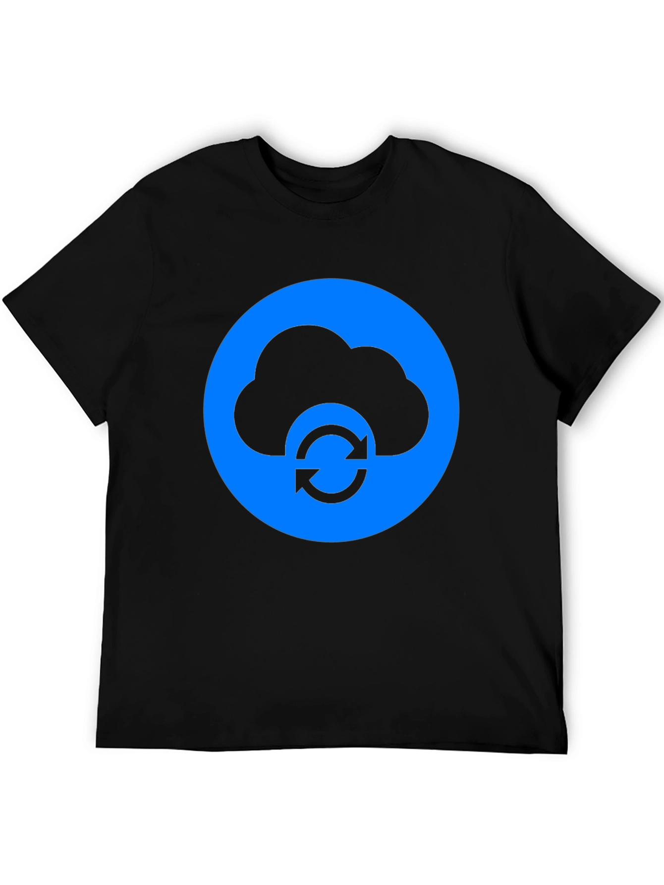 Cloud Sync Black T-Shirt - Modern Tech Design