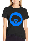 Cloud Sync Black T-Shirt - Modern Tech Design