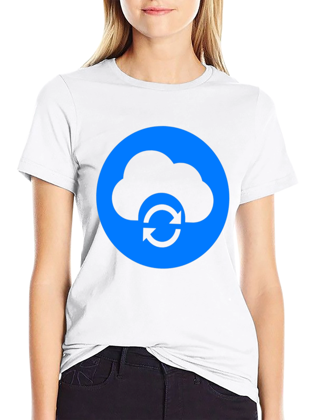 Cloud Sync Black T-Shirt - Modern Tech Design