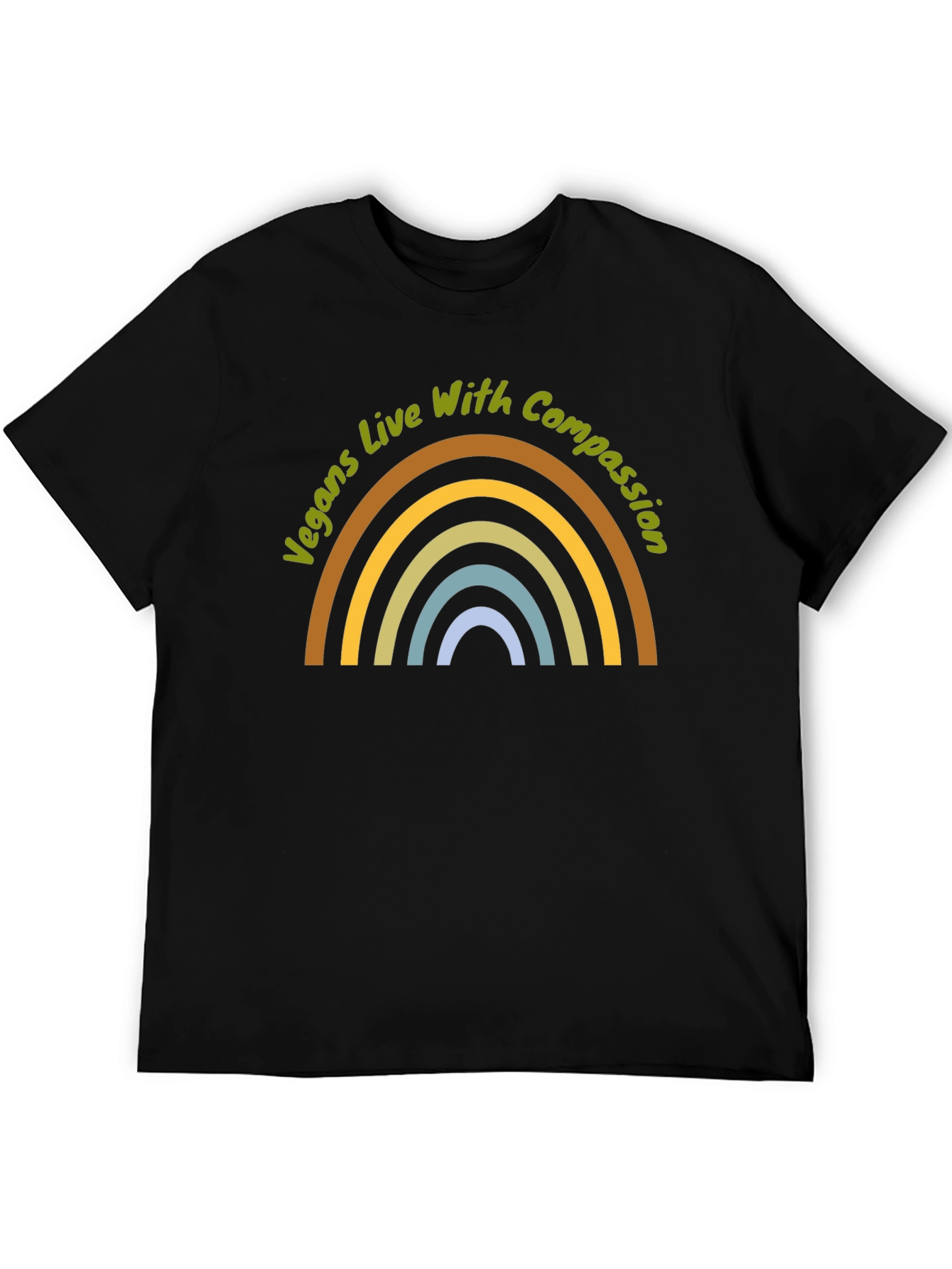 Vegans Live With Compassion Rainbow Graphic T-Shirt
