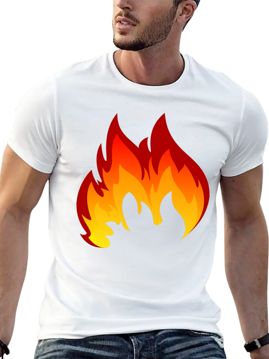 Fiery Flame Graphic Tee - Black Cotton T-Shirt
