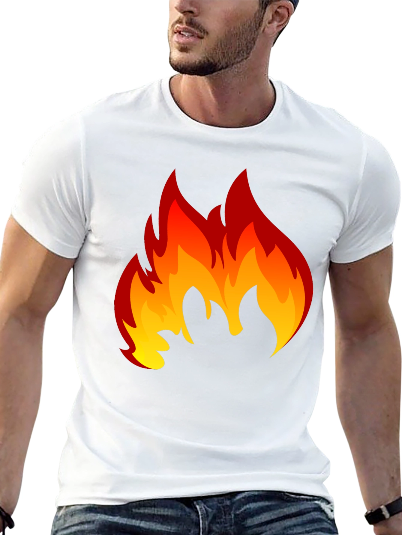 Fiery Flame Graphic Tee - Black Cotton T-Shirt