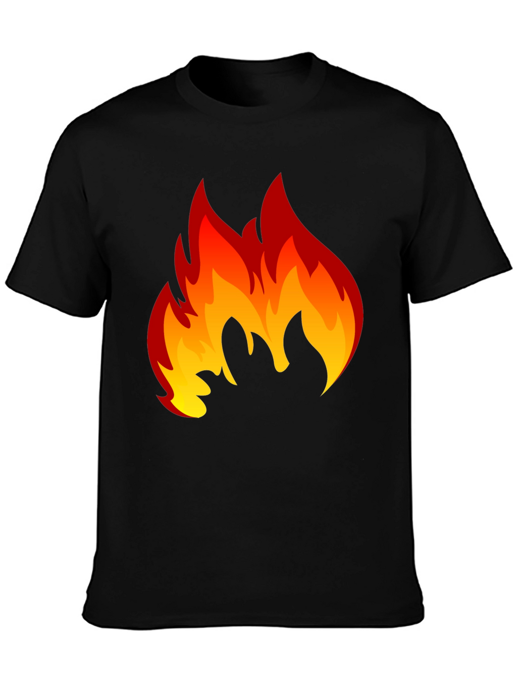 Fiery Flame Graphic Tee - Black Cotton T-Shirt