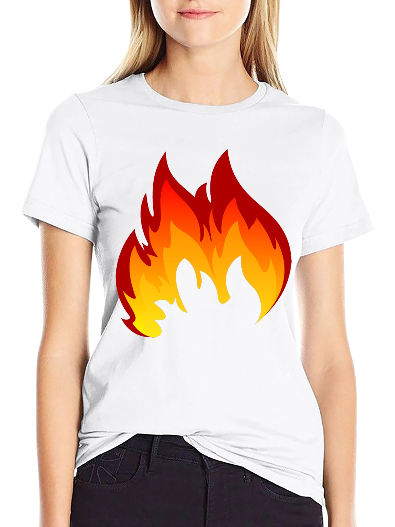 Fiery Flame Graphic Tee - Black Cotton T-Shirt