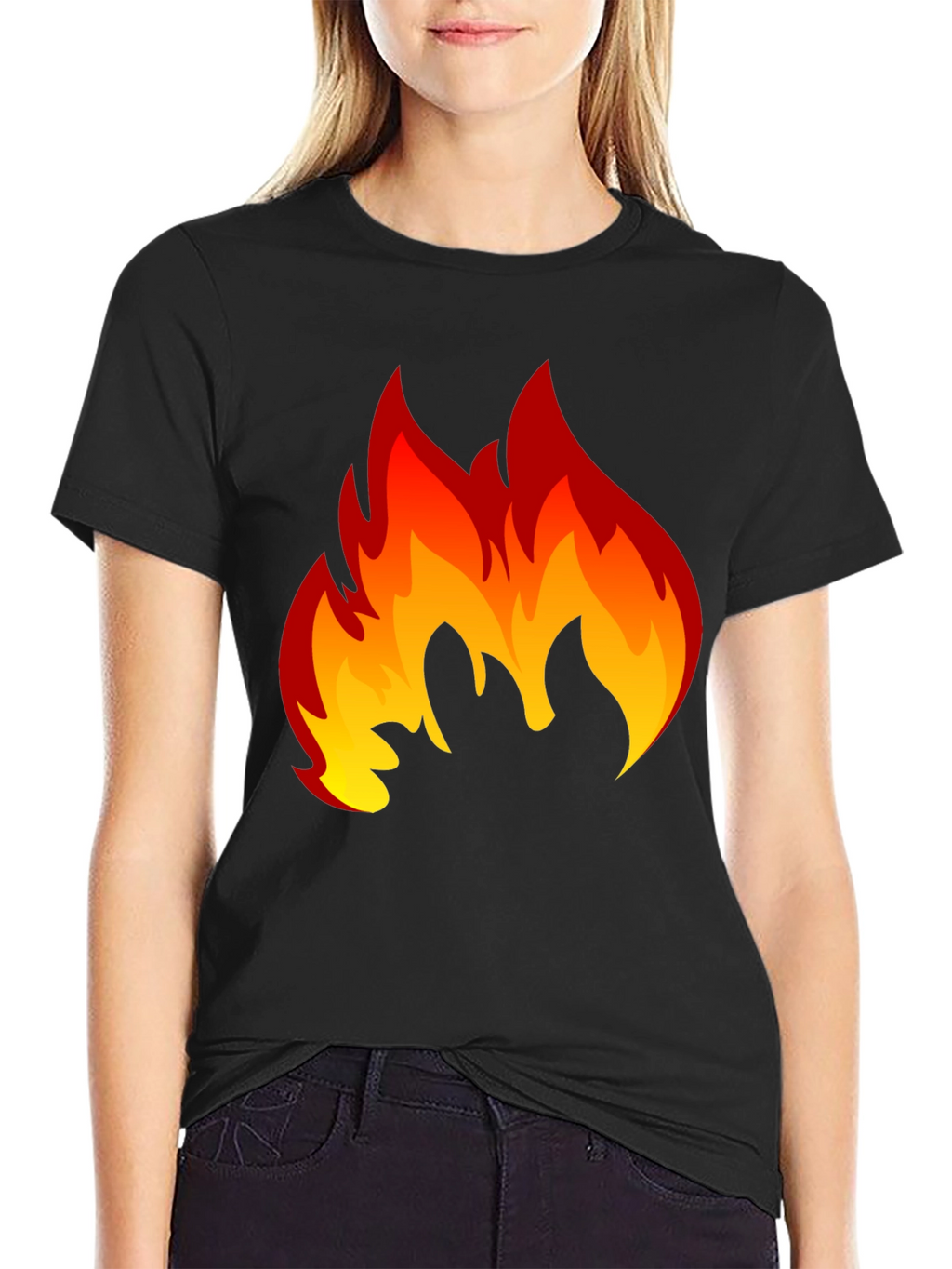 Fiery Flame Graphic Tee - Black Cotton T-Shirt