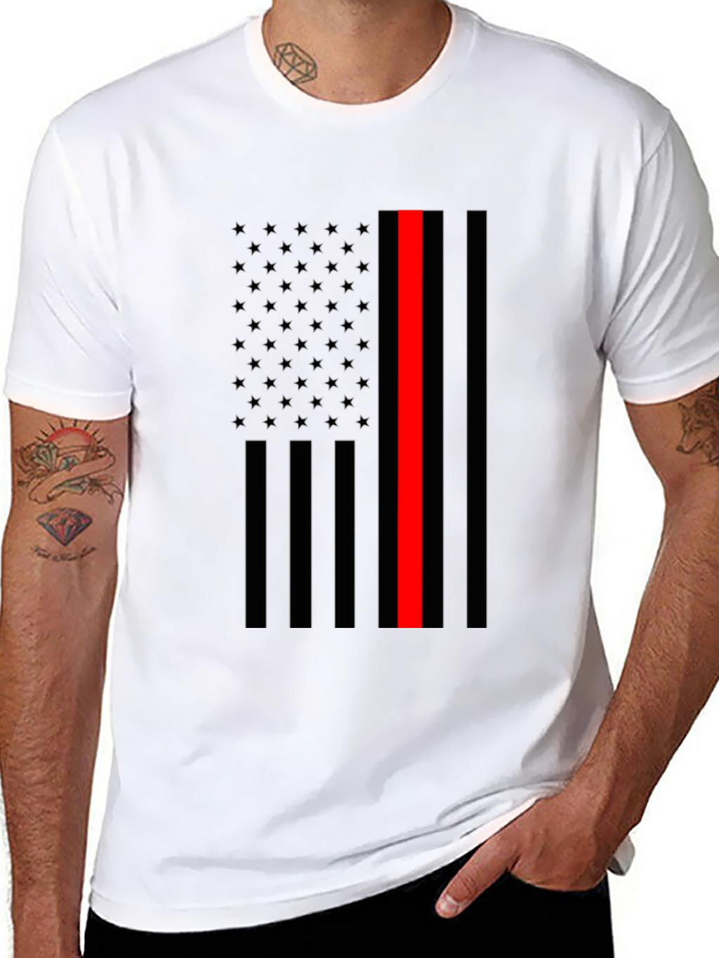 Thin Red Line Flag Graphic T-Shirt