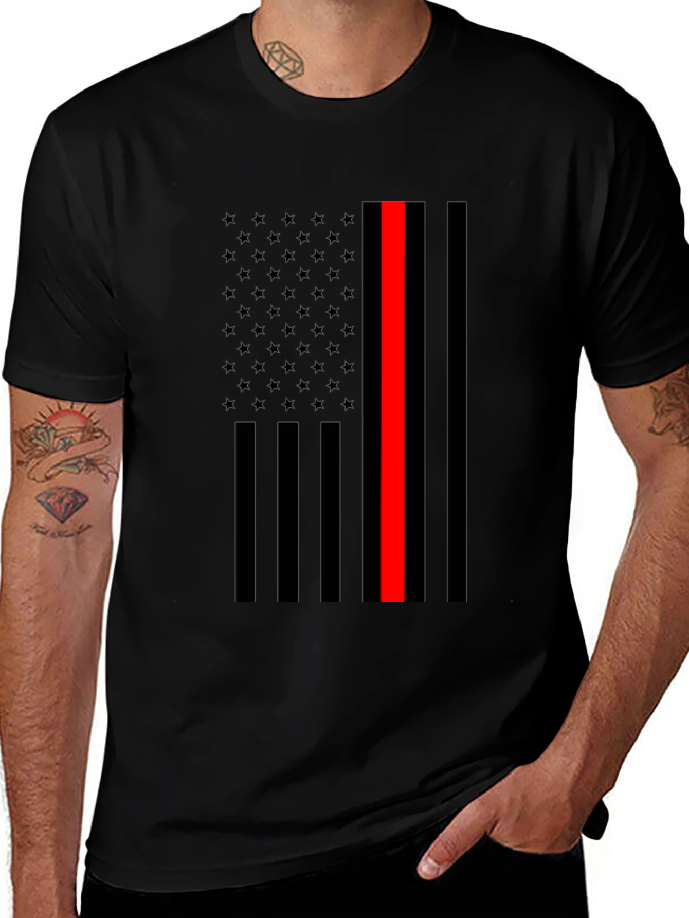 Thin Red Line Flag Graphic T-Shirt