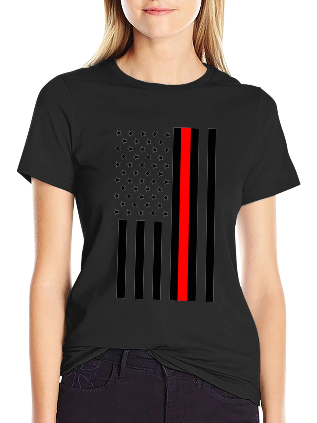 Thin Red Line Flag Graphic T-Shirt