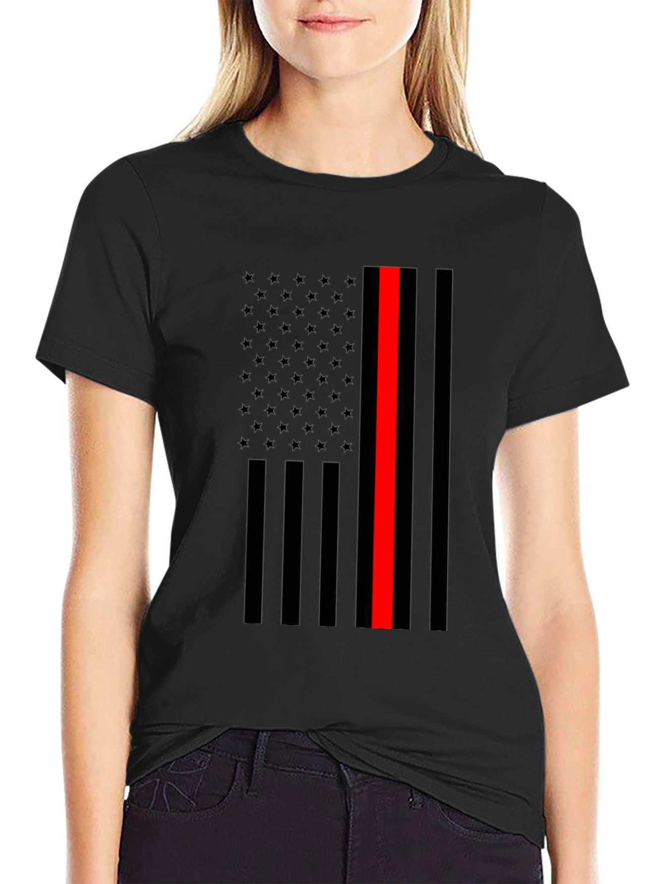 Thin Red Line Flag Graphic T-Shirt