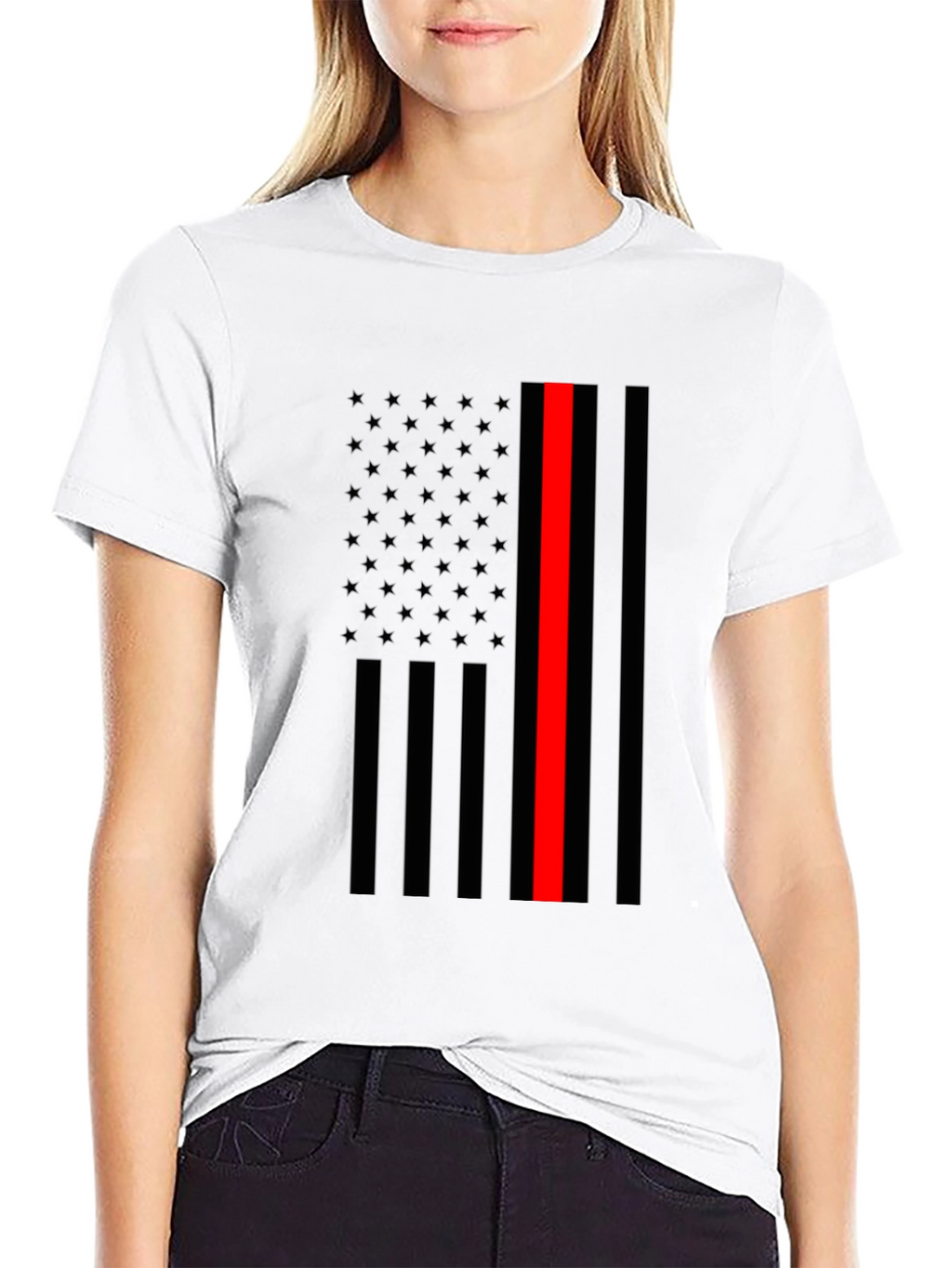 Thin Red Line Flag Graphic T-Shirt