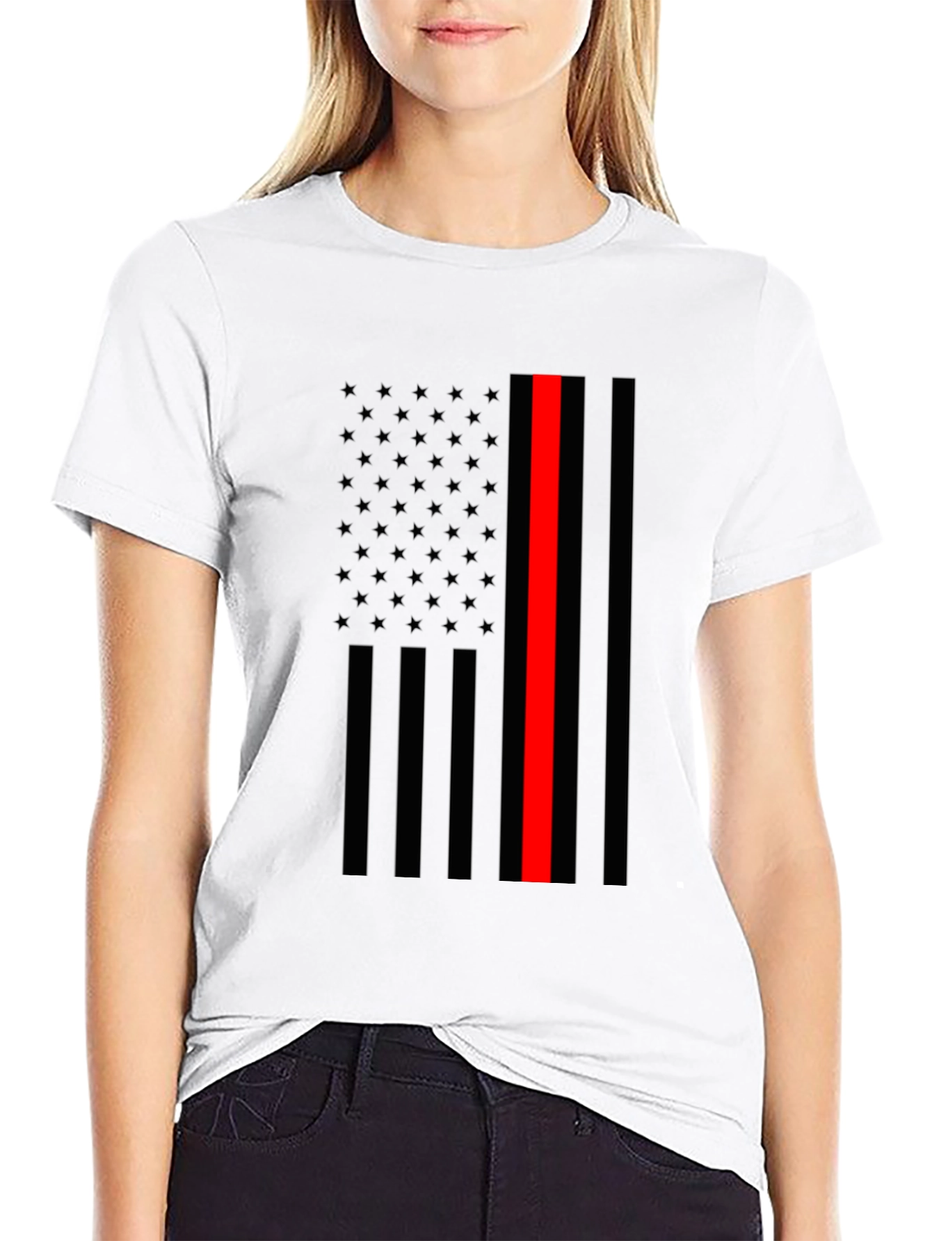Thin Red Line Flag Graphic T-Shirt