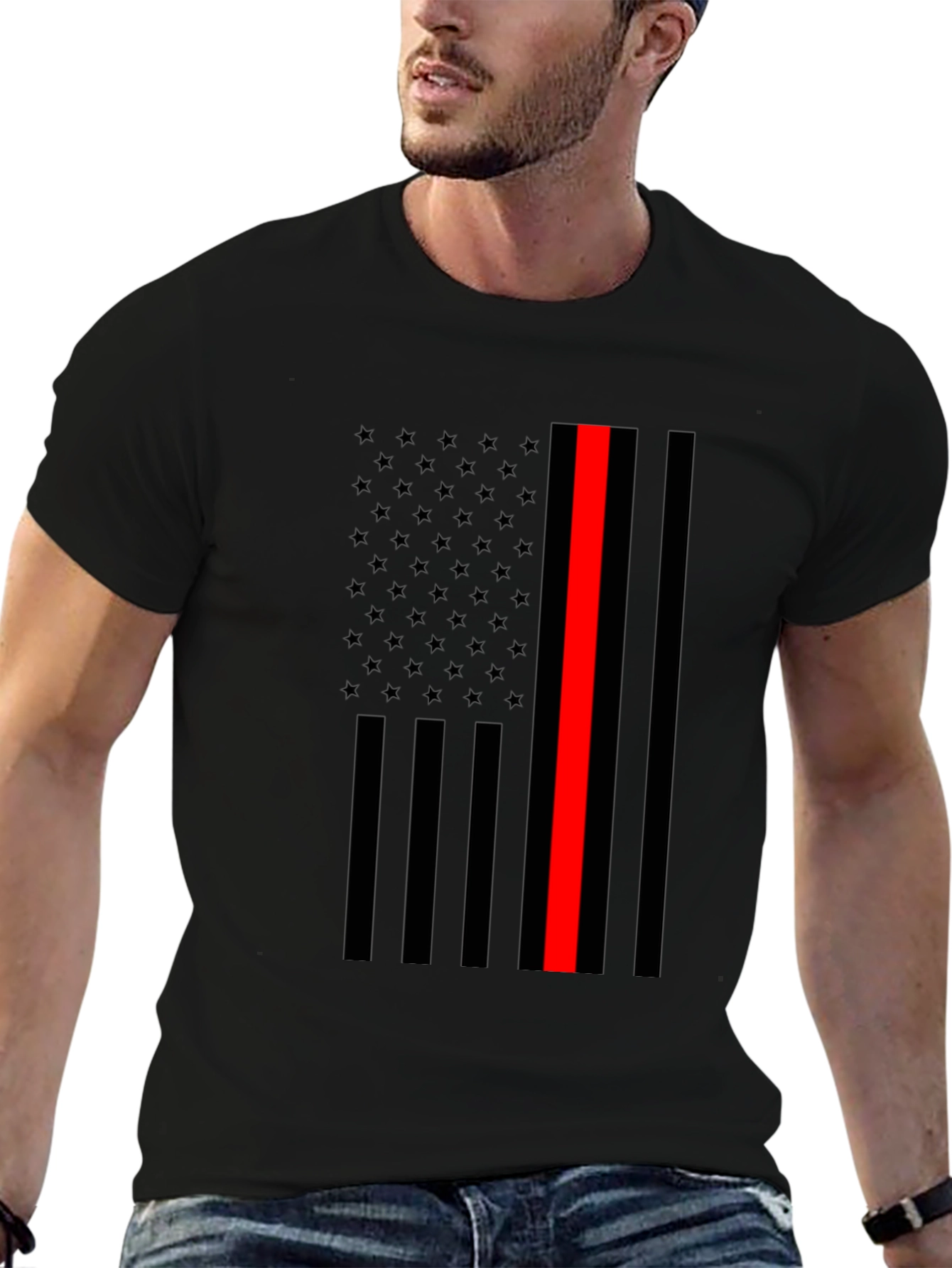 Thin Red Line Flag Graphic T-Shirt