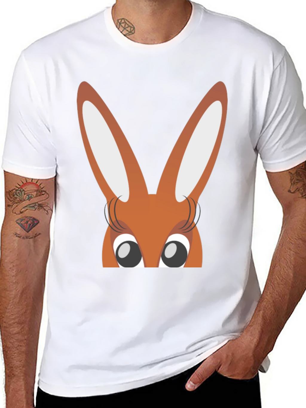 Bunny Eyes Black T-Shirt Easter Fun