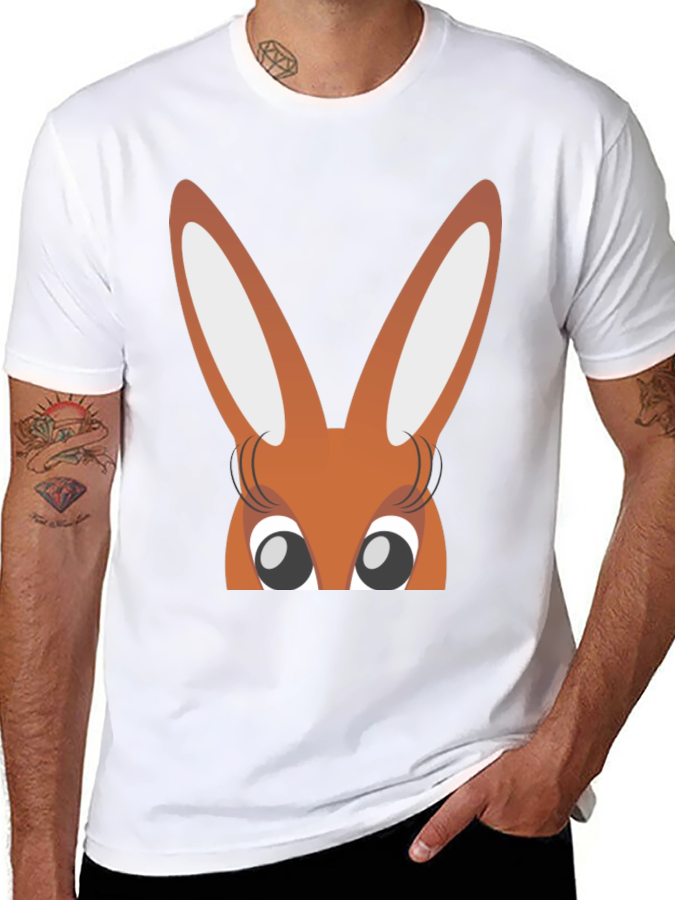 Bunny Eyes Black T-Shirt Easter Fun
