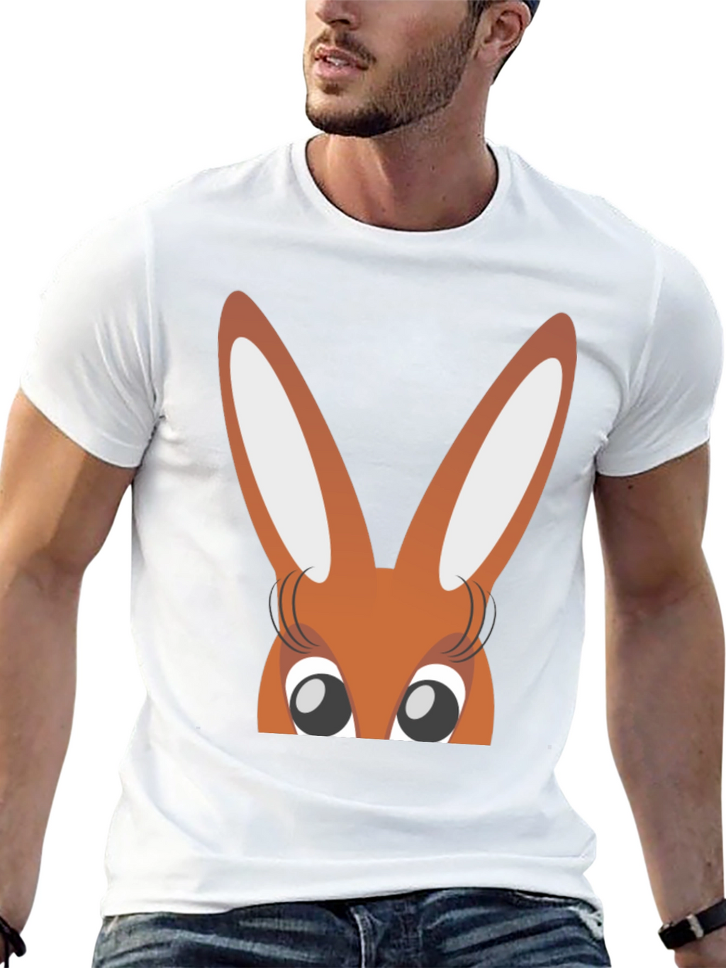 Bunny Eyes Black T-Shirt Easter Fun