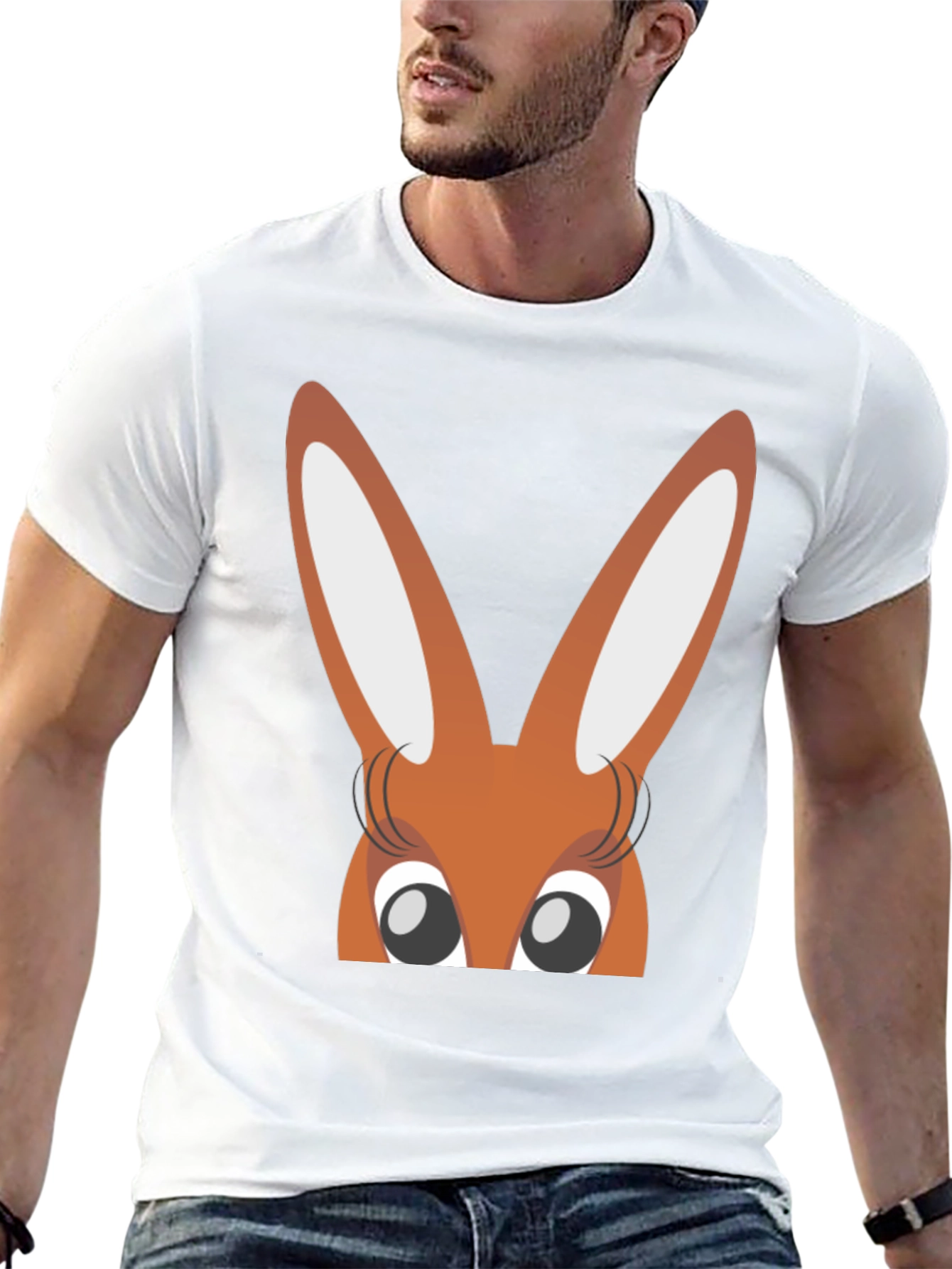 Bunny Eyes Black T-Shirt Easter Fun