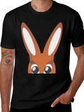 Bunny Eyes Black T-Shirt Easter Fun