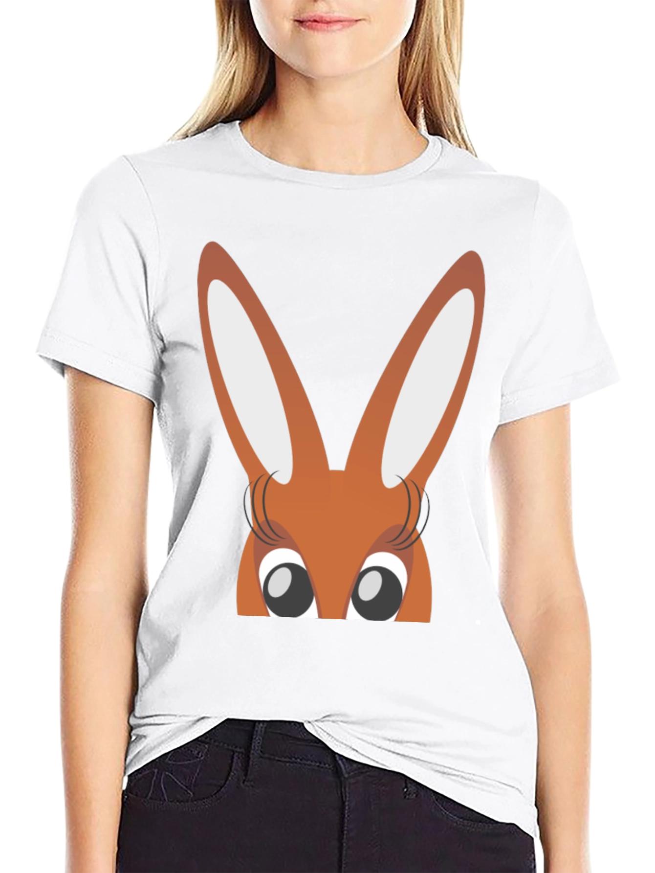 Bunny Eyes Black T-Shirt Easter Fun