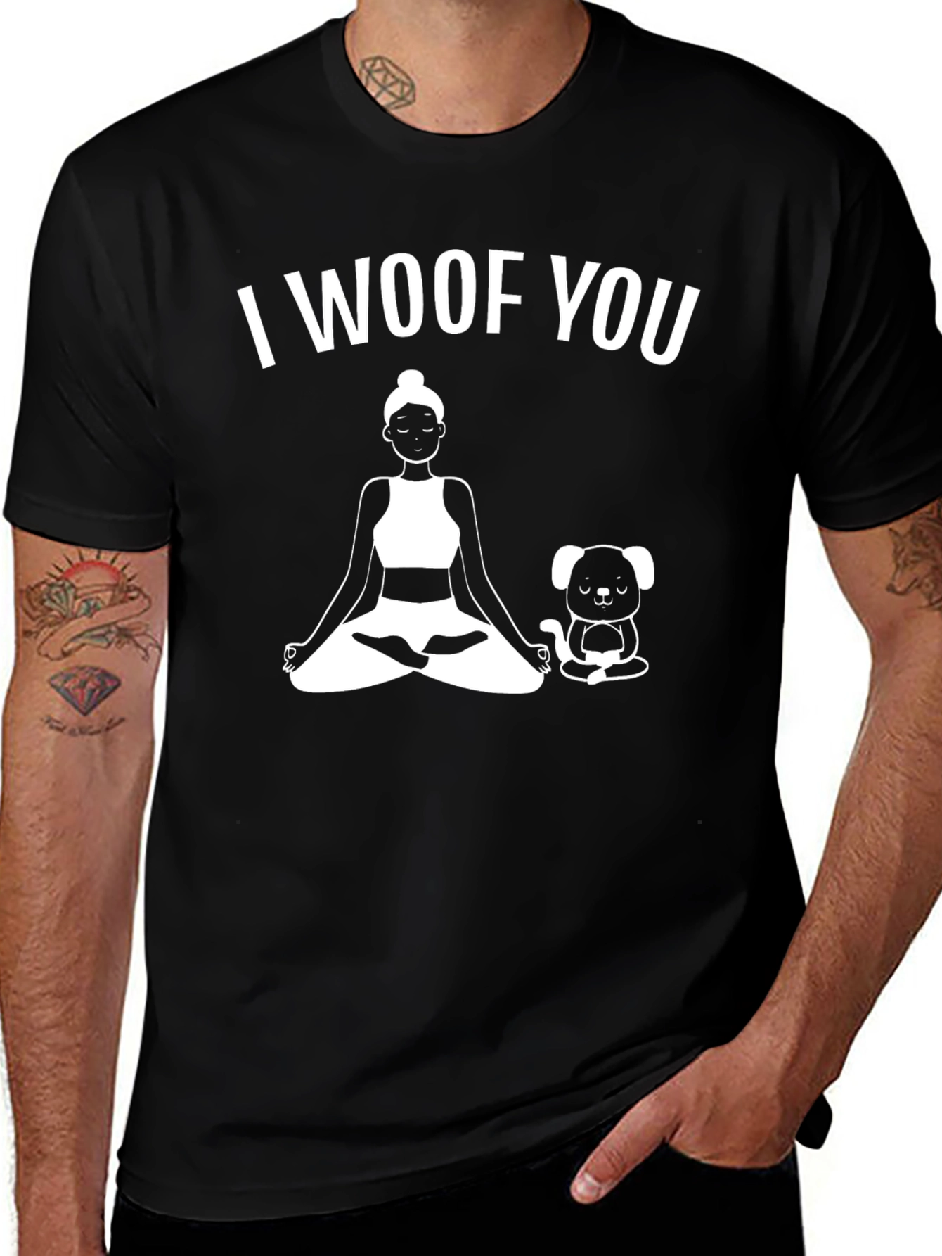 I Woof You Yoga Dog Lover Black T-Shirt