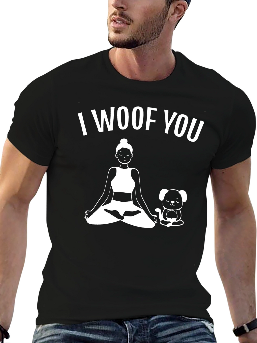 I Woof You Yoga Dog Lover Black T-Shirt