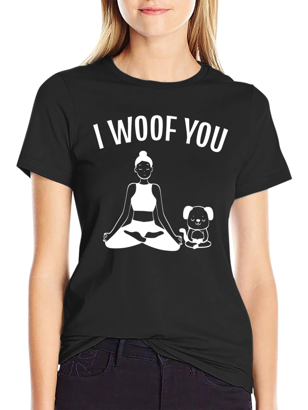 I Woof You Yoga Dog Lover Black T-Shirt