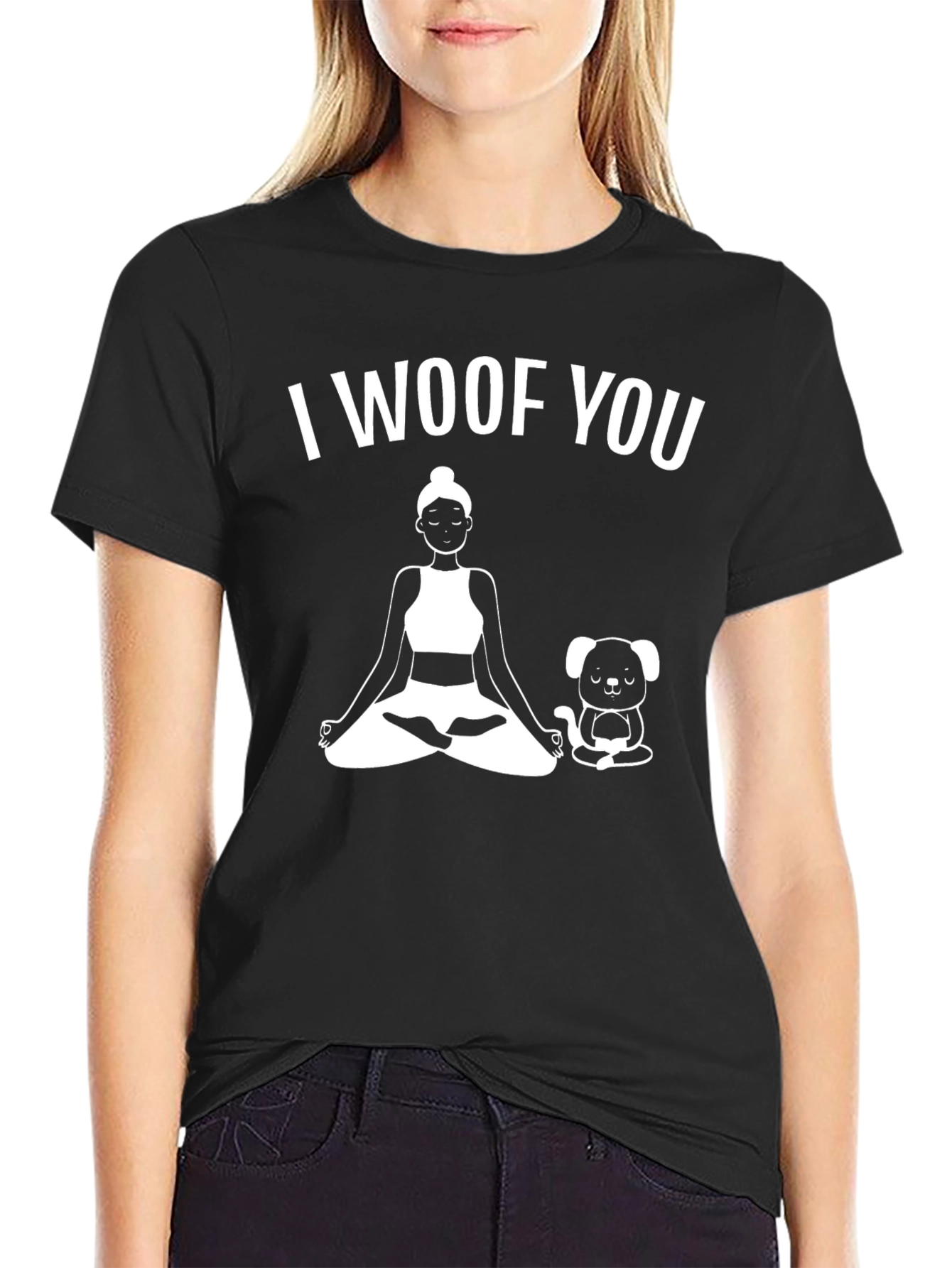 I Woof You Yoga Dog Lover Black T-Shirt