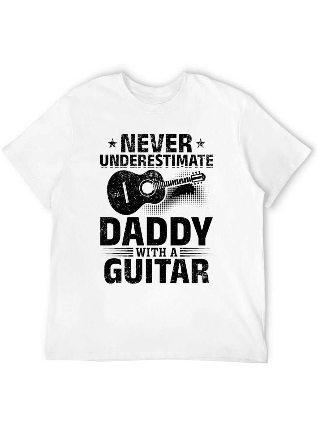 Never Underestimate Daddy with a Guitar Black T-Shirt