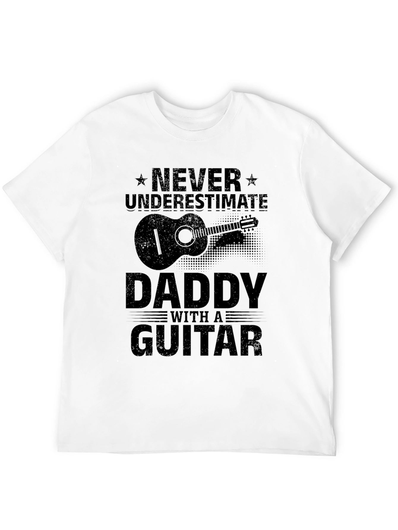 Never Underestimate Daddy with a Guitar Black T-Shirt
